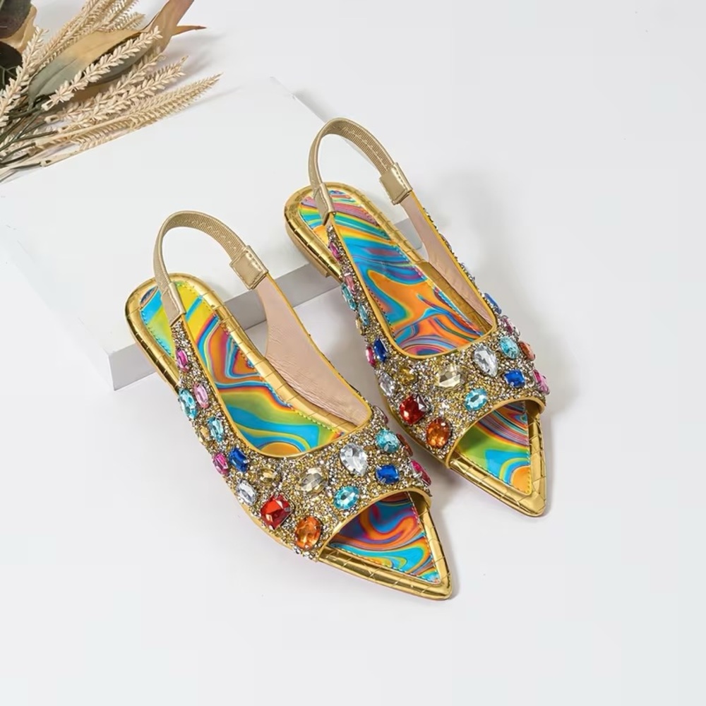 Colorful Rhinestone Pointed-Toe Mules – Size US 8 (EU 39) - Picture 3 of 7